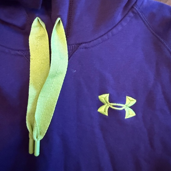 Under Armour Purple Hoodie Sweatshirt with Yellow Accents.  Womens Size Medium - Picture 4 of 5